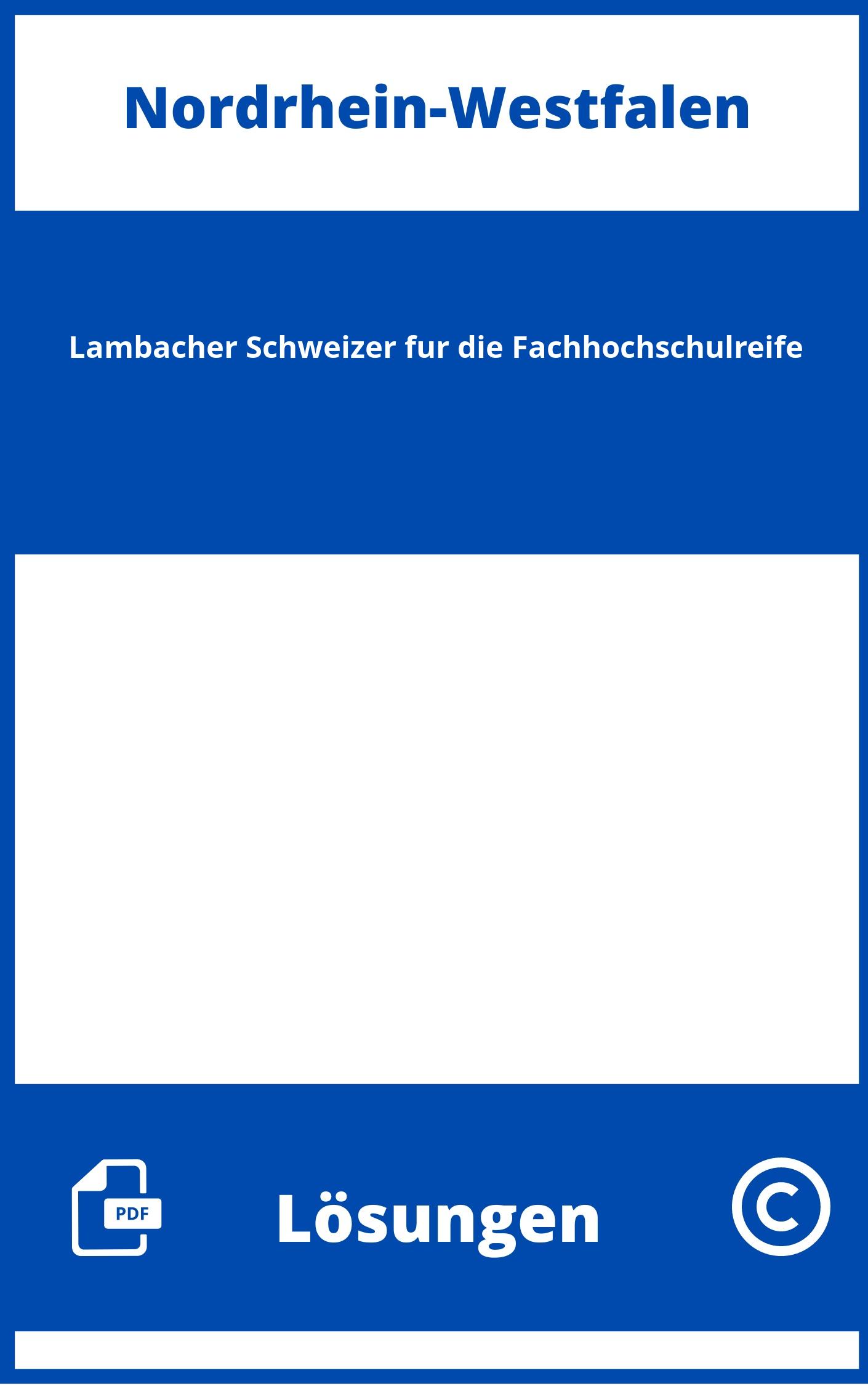 Lambacher Schweizer für die Fachhochschulreife Lösungen NRW PDF