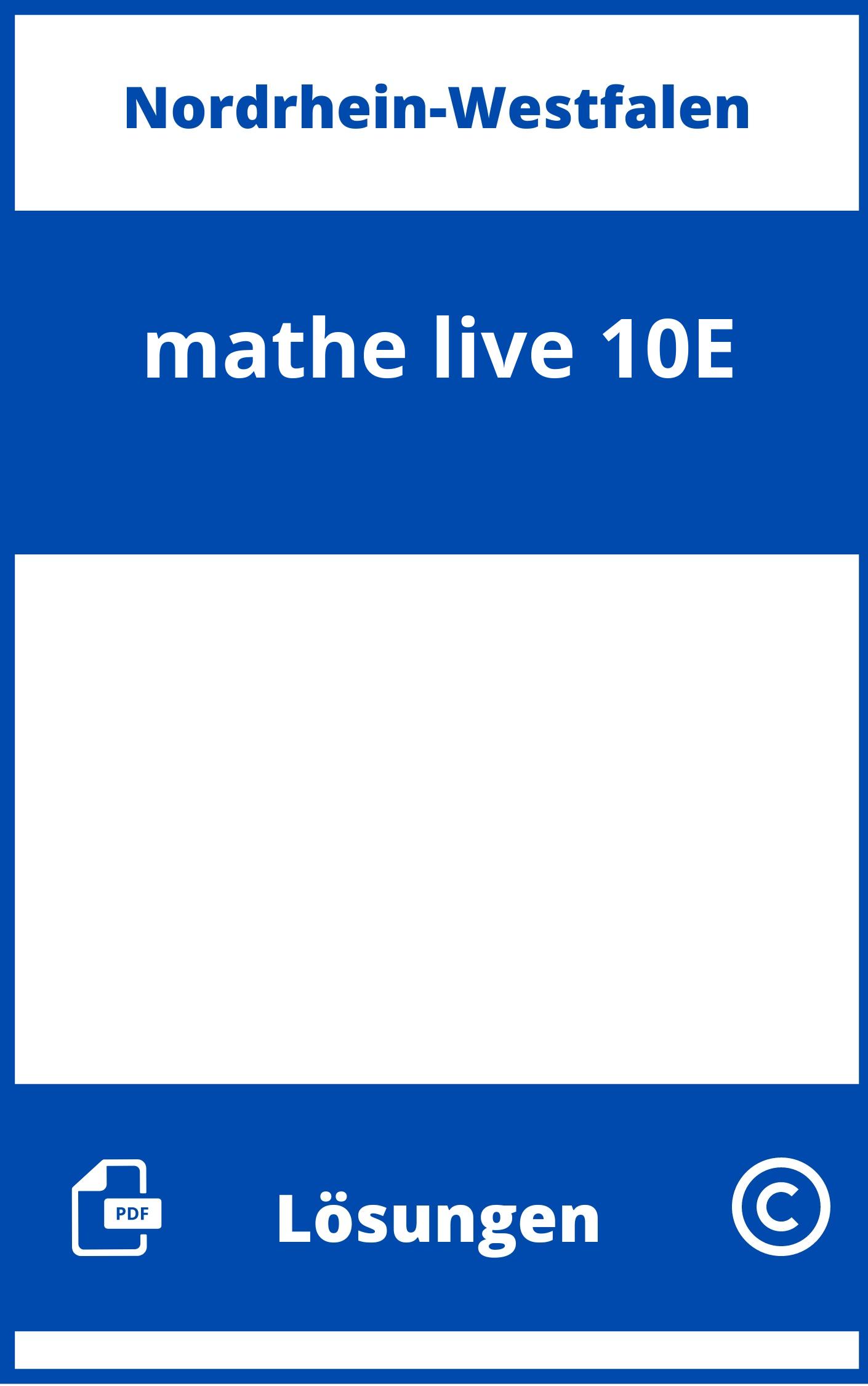mathe live 10E Lösungen NRW PDF